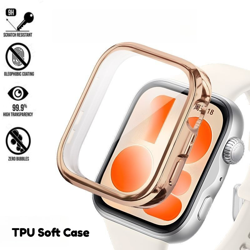 นาฬิกาTPUชุบสําหรับHuaweiนาฬิกาFit 5 Pro Soft Case + ฟิล์มนาฬิกาหน้าจอกันชนสําหรับHuawei Watch Fit5 Fit5Pro Fit 5 5Proทั้งหมดรอบฝาครอบป้องกัน