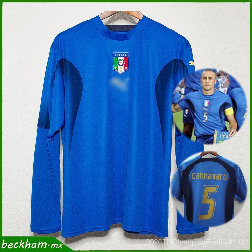 [แขนยาว SSS+ Jersey] 2006-2007 Retro Italy Home Jersey เสื้อฟุตบอลแขนยาวการปรับแต่งหมายเลขชื่อ