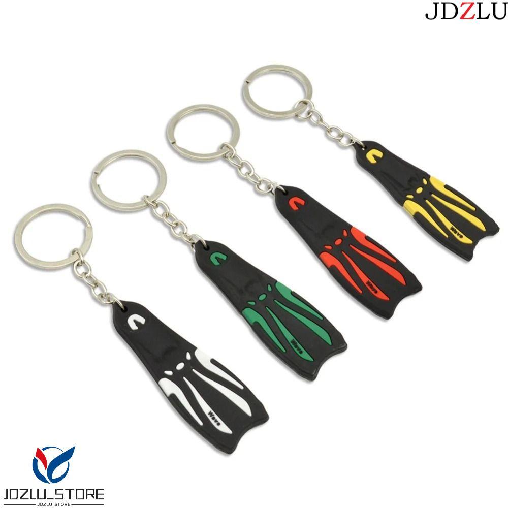 JDZLU ดําน้ํา Fin Key CHAIN, ซิลิโคนเหล็ก Key Holder Flippers จี้สร้างสรรค์ท่อง Sailing เครื่องประดั