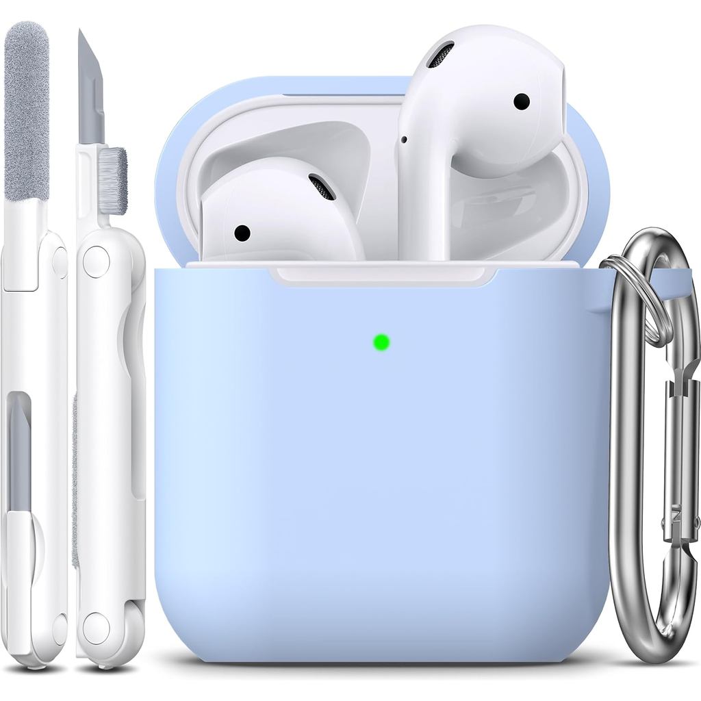 R-fun เข้ากันได้กับเคส AirPods ฝาครอบป้องกันซิลิโคนอ่อนนุ่มพร้อมพวงกุญแจสําหรับผู้หญิงผู้ชายเข้ากันไ