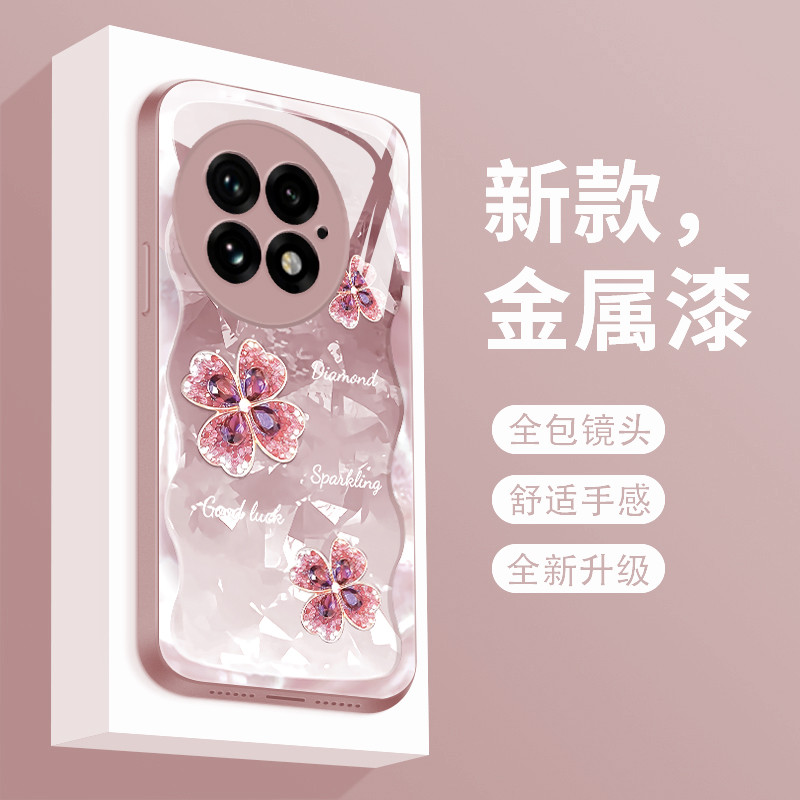 Four-leaf Clover เหมาะสําหรับ OnePlus 13 เคสโทรศัพท์สไตล์ใหม่ Liquid Glass oneplus13 เคสป้องกัน 1+13