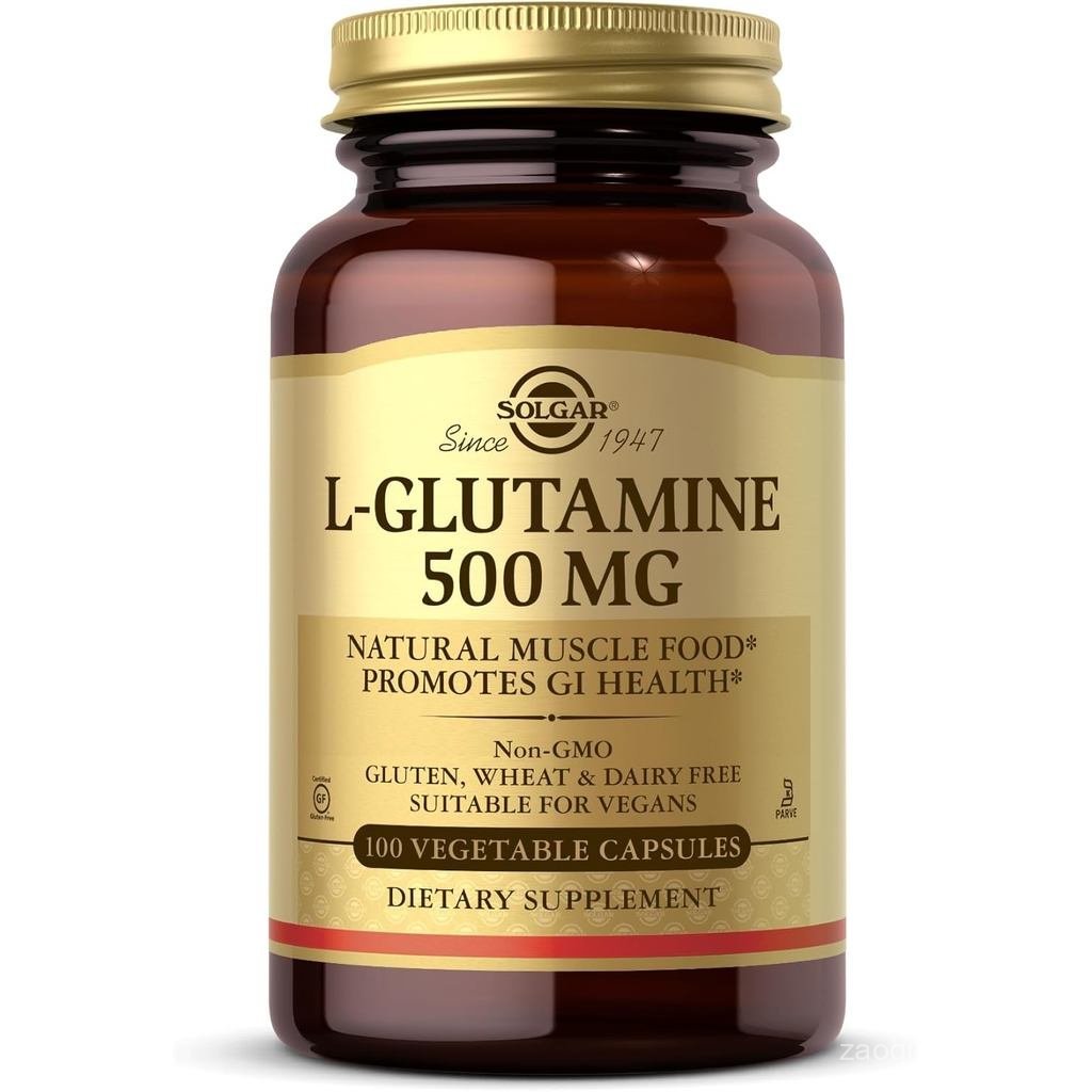Solgar Lกลูตามีน 500 มก. 100 แคปซูลผักกล้ามเนื้อ NonGMO Gluten Dairy Ksher 33 เสิร์ฟ