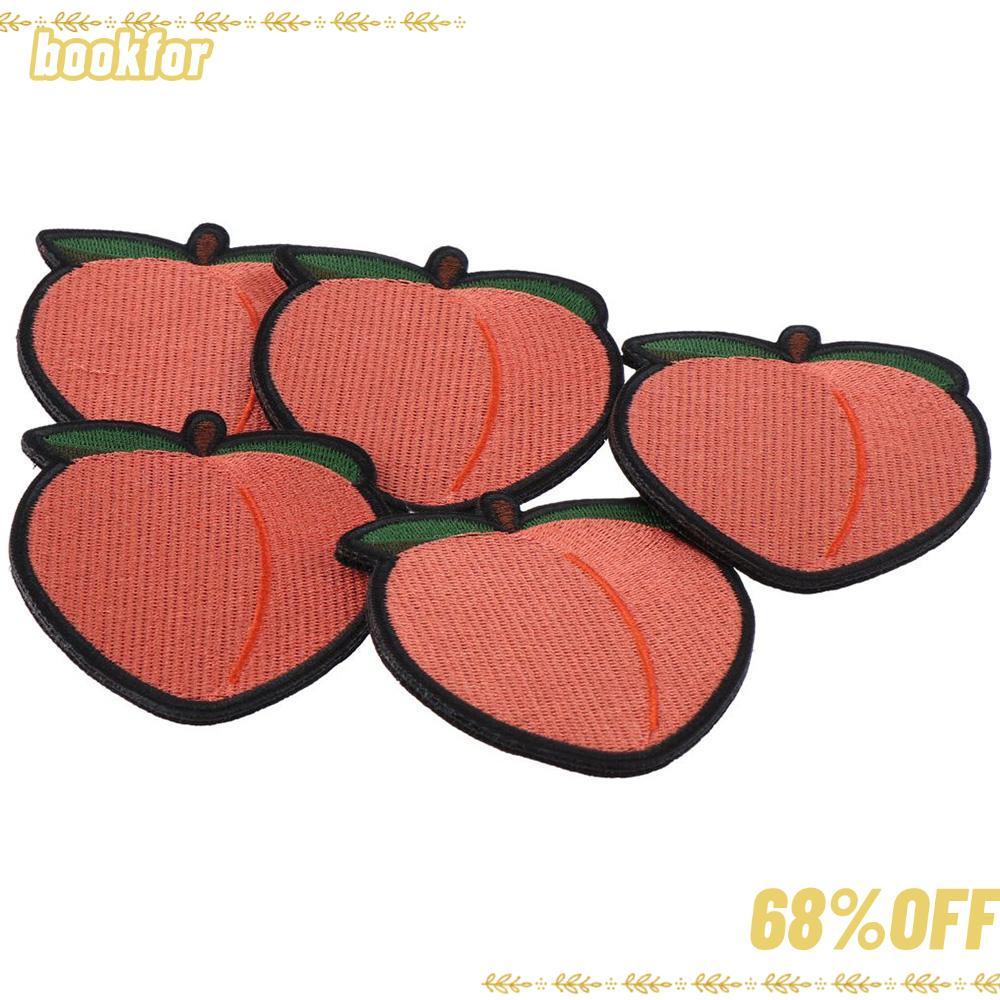 BOOKFOR Hook&Loop Patch แพ็ค 5 ชิ้น 2.99 * 3.07in Peach Patch, Great Decoration Peach Fun Patch สําห