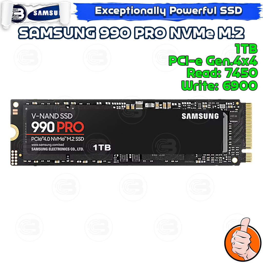 [CoolBlasterThai] SAMSUNG 990 PRO NVMe M.2 SSD PCIe Gen 4.0 1TB ประกัน 5 ปี (MZ-V9P1T0BW)