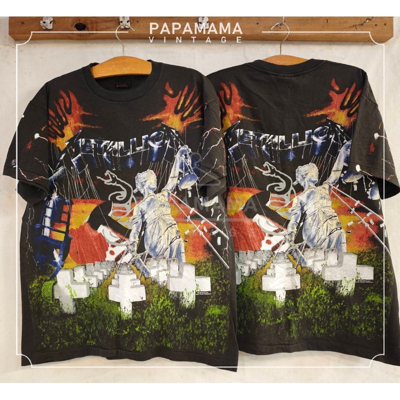 [ METALLICA  ]  All Over Print  OVP tag Brockum วินเทจ หายาก มาน้อย Vtg.เมทัลลิก้า 1994 papamama vintage