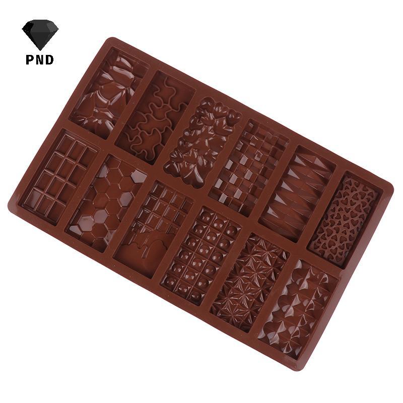 PND 1 PC 12 Cavity แม่พิมพ์ซิลิโคนช็อกโกแลต Break Apart โปรตีนและ Engery Bar Candy DIY สําหรับเบเกอร