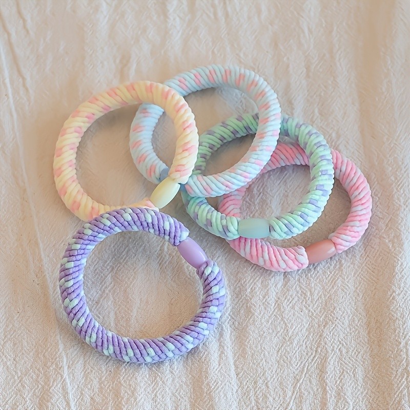 5ชิ้นผู้หญิงที่มีสีสันที่เรียบง่ายผูกผม,ผู้ถือผมหางม้าความยืดหยุ่นสูงสําหรับผมหนา