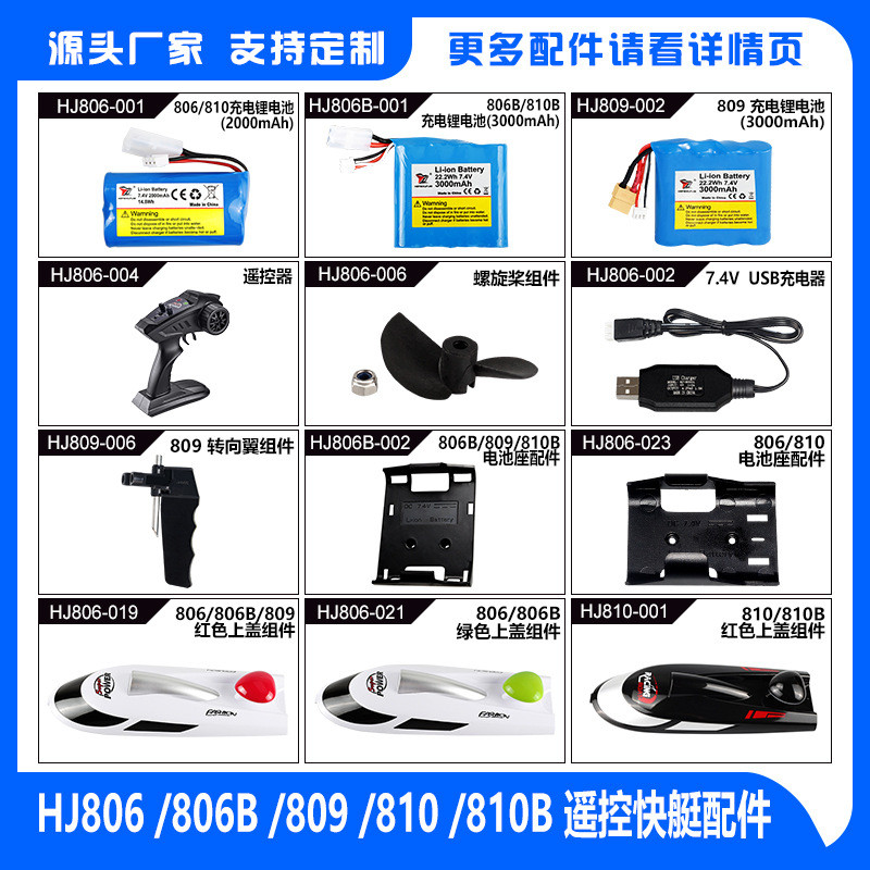 HJ806/806B/80/9/810B ความเร็วสูง Speedboat น้ําของเล่น Nautical รุ่นรีโมทคอนโทรลเรืออุปกรณ์เสริม 202