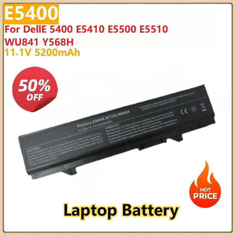 สําหรับ DellE 5400 E5410 E5500 E5510 WU841 Y568H เปลี่ยนแบตเตอรี่แล็ปท็อป E5400 11.1V 5200mAh