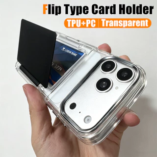 Luxury Hybrid PC + TPU ผู้ถือบัตรเคสโทรศัพท์สําหรับ iPhone 17 Pro Max 16 15 Pro Max 14 13 Pro Max 14 15 16 Plus 17 Air 16 Pro Max กันกระแทกโปร่งใสกระเป๋าสตางค์นุ่มปกหลัง