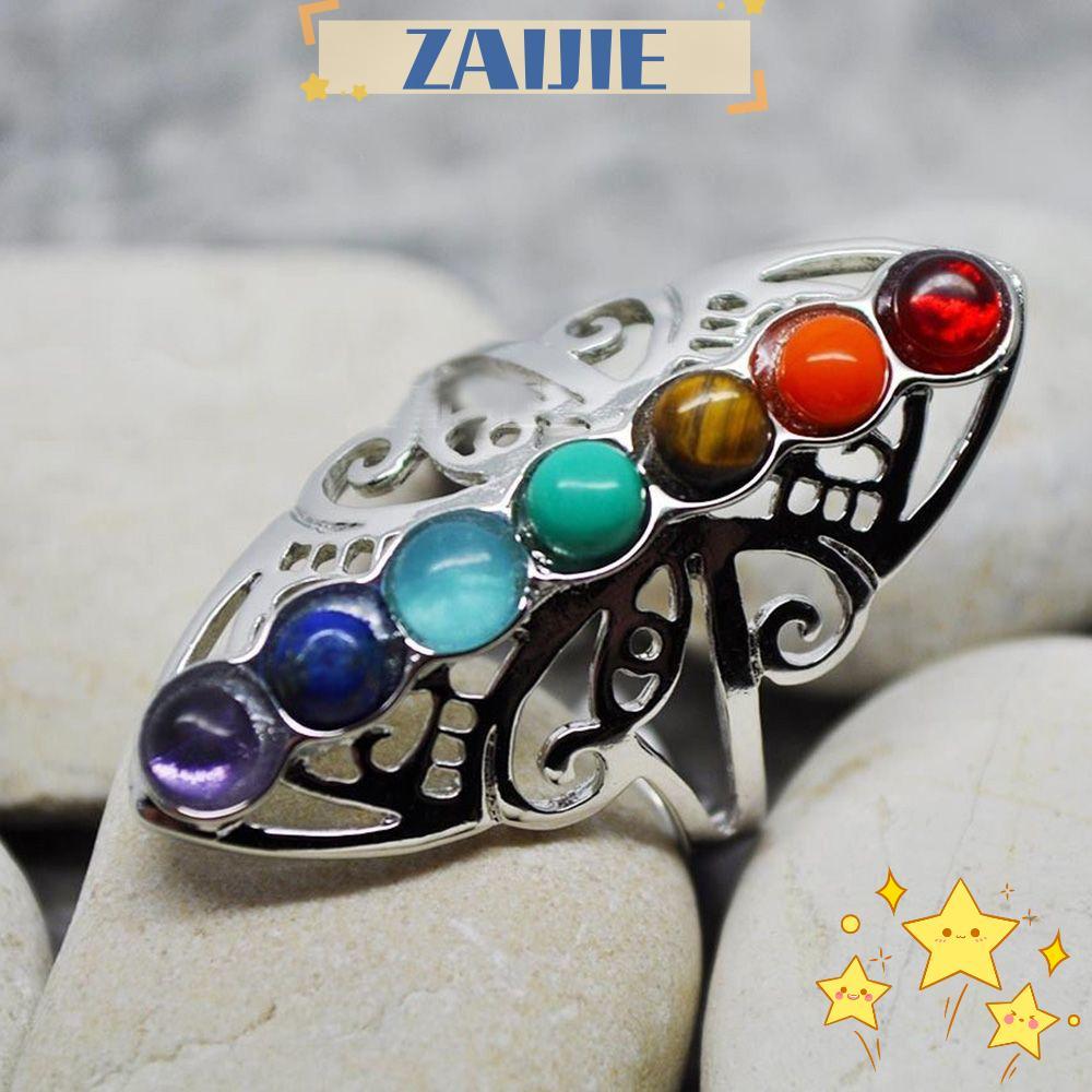 ZAIJIE 7 Chakra Jewelry Thumb Silver Plated