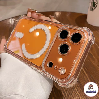 หรูหราแม่เหล็กชาร์จไร้สายเคสโทรศัพท์สําหรับ ไอโฟน 16 17 15 14 13 11 12 มือโปร สูงสุด อากาศ โปร่งใสกันกระแทกฝาครอบกันชน