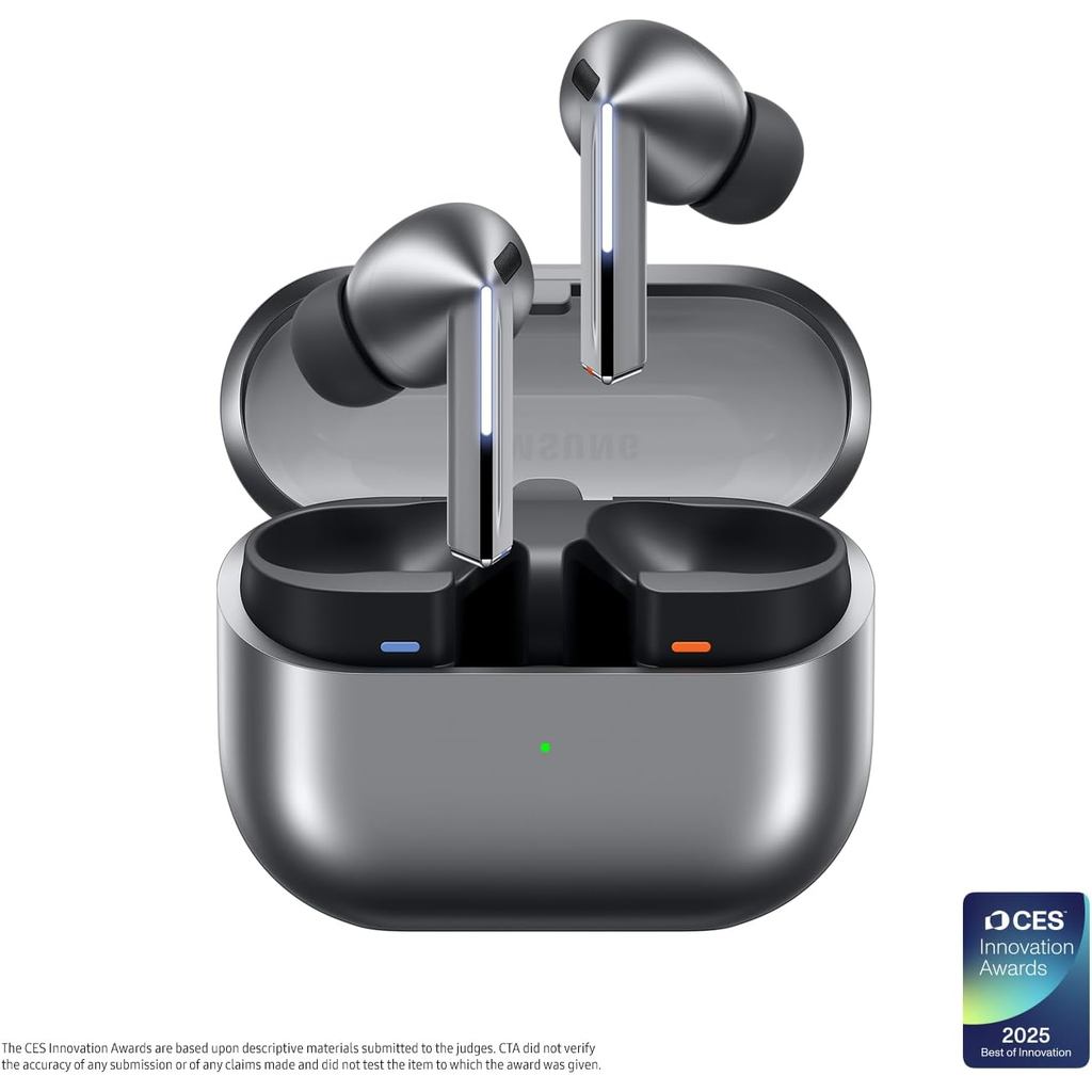 Samsung Galaxy Buds 3 Pro AI หูฟังบลูทูธไร้สาย True, ยกเลิกเสียงรบกวน, การเพิ่มประสิทธิภาพด้วยเสียง, Redesigned Comfort Fit, สีเงิน [เวอร์ชั่น US, พิเศษ, รับประกัน 2 ปี]
