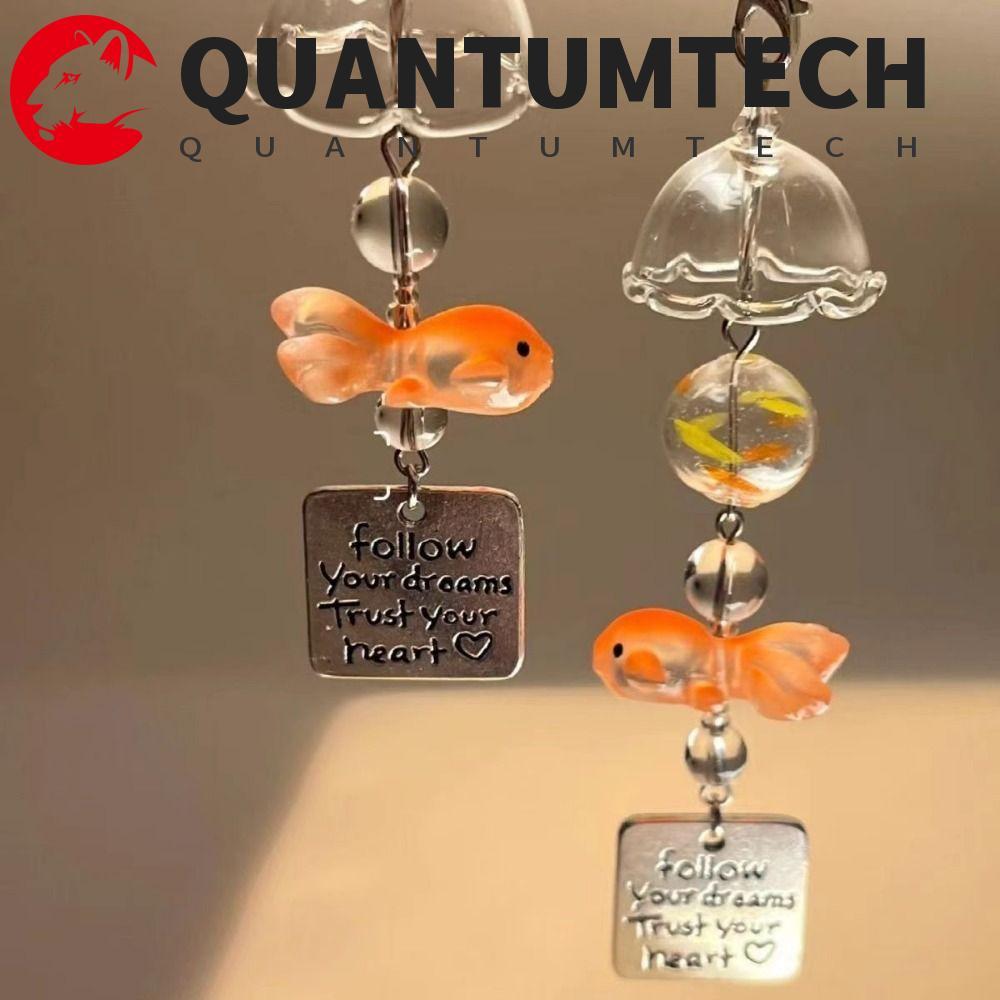 QUANTUMTECH พวงกุญแจลูกปัดปลาทอง,ตัวอักษร Ins จี้กระดิ่งลมปลาทอง,แฟชั่นเครื่องประดับตกแต่งรถยนต์ Kawaii ลูกปัดโทรศัพท์โซ่สาว/เด็ก