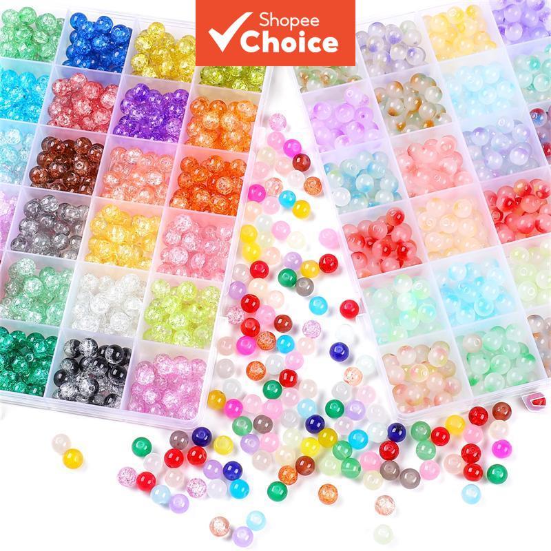 กล่องแก้ว Jelly Bright Ball ลูกปัดสําหรับ DIY เครื่องประดับสร้อยข้อมือสร้อยคอทําเครื่องเขียน Journal