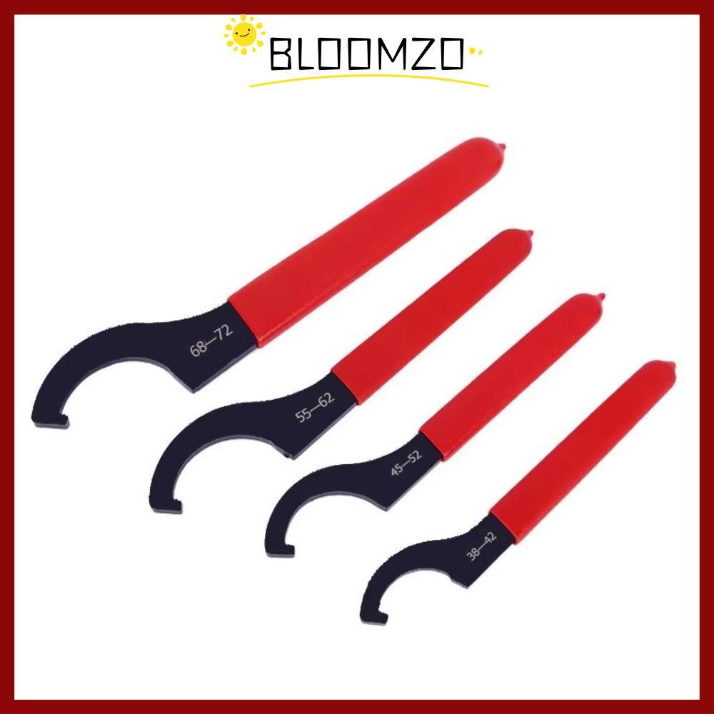 BLOOMZO ประแจตะขอ Spanner, ด้ามจับกันลื่น 45-48HRC, สีดํา Oxidized, รองรับขนาด 38-42/45-52/55-62/68-72 มม. สําหรับรอบ Nut