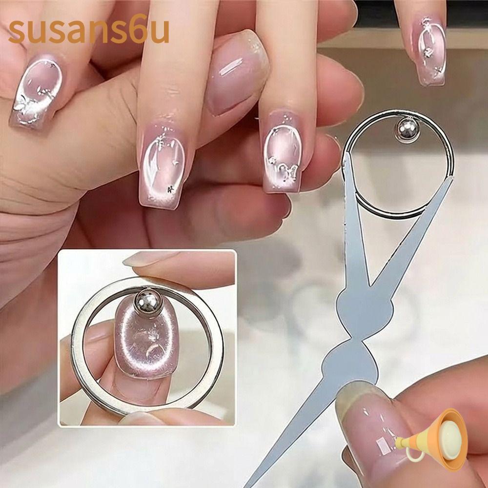 SUSAN แหวนแม่เหล็กตาแมวกลวง DIY ชุดเครื่องมือทำเล็บแม่เหล็ก พกพา สำหรับเอฟเฟกต์เล็บฝรั่งเศส ของขวัญใหม่