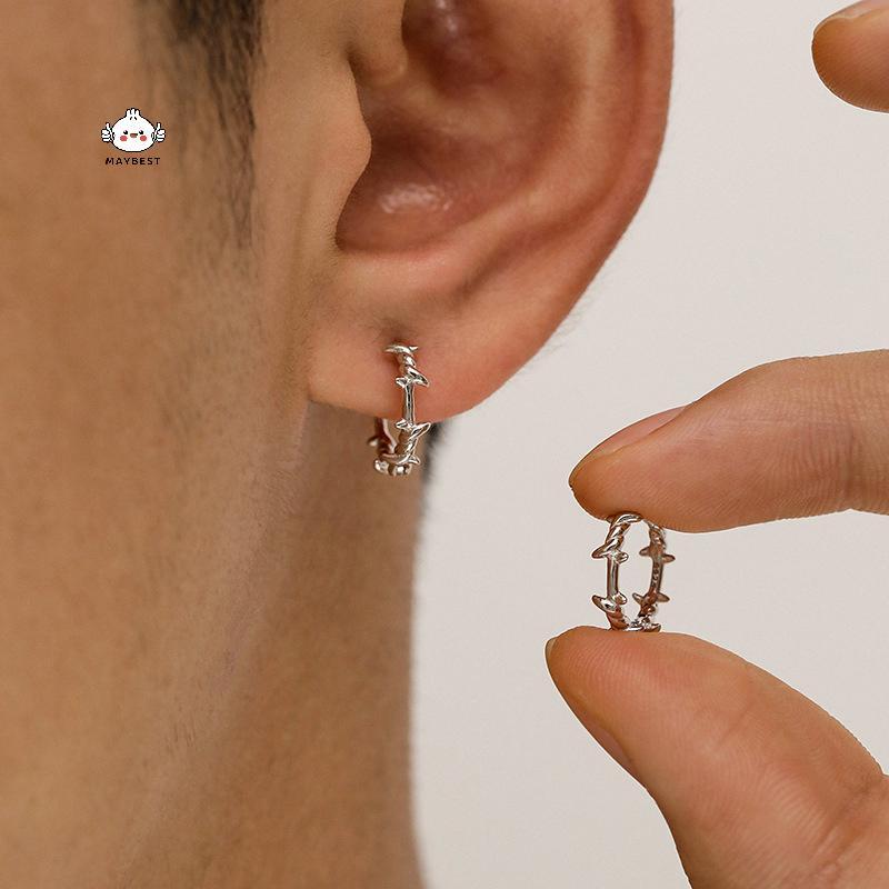 {maybest} 1 คู่ Gothic Silver สี Thorns Hoops ต่างหูสําหรับผู้หญิงผู้ชายวัยรุ่น Punk แฟชั่นอินเทรนด์เครื่องประดับความงามอุปกรณ์เสริม {TH}