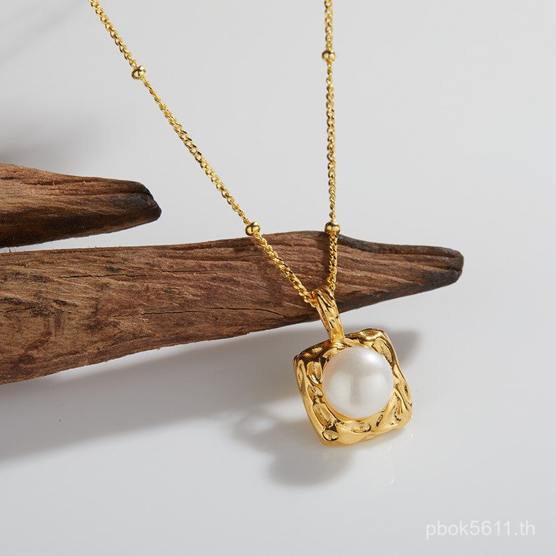 Simple แหวนฝังสร้อยคอ s925 Pearl Silver ธรรมชาติน้ําจืดบริสุทธิ์ชุดขายส่งต่างหูแฟชั่น BNT5
