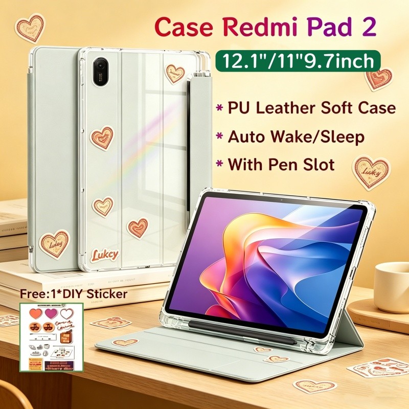 เคส Redmi Pad 2 11 นิ้ว/Redmi Pad 2 9.7 นิ้วพร้อมช่องเสียบปากกาเคสแม่เหล็ก Redmi Pad 2 Pro 12.1 นิ้ว