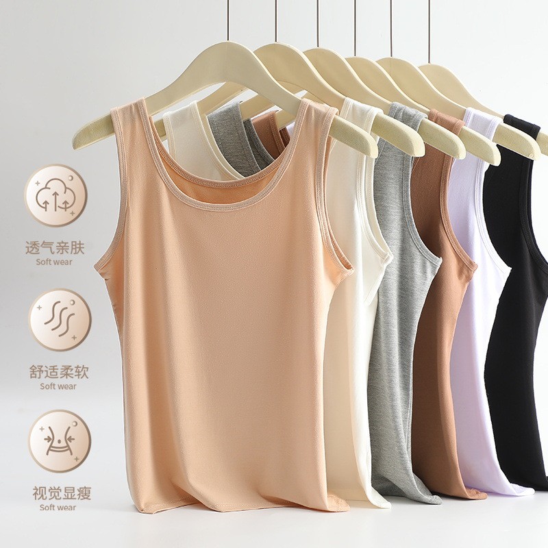 ฤดูร้อนบางสไตล์ Modal แขนกุด Bottoming เสื้อกั๊กผู้หญิง Breathable รอบคอด้านในสุภาพสตรีเสื้อกั๊ก Sli