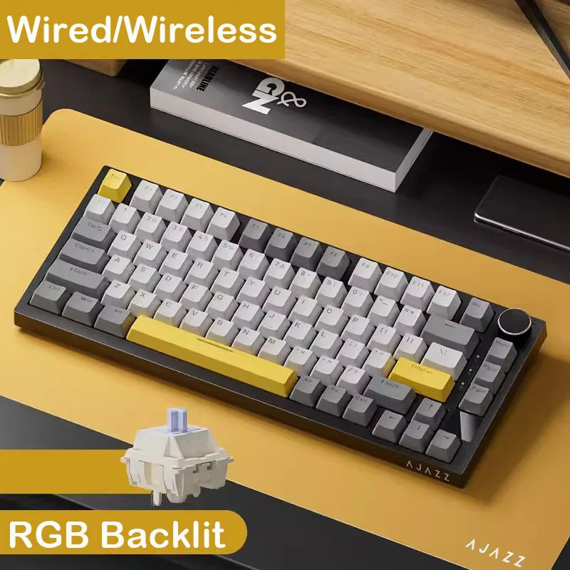 AJAZZ AK820 Pro คีย์บอร์ดเกมกลแบบมีสายและไร้สาย Tri-Mode RGB Backlit สวิตช์แบบถอดเปลี่ยนได้, รูปแบบข