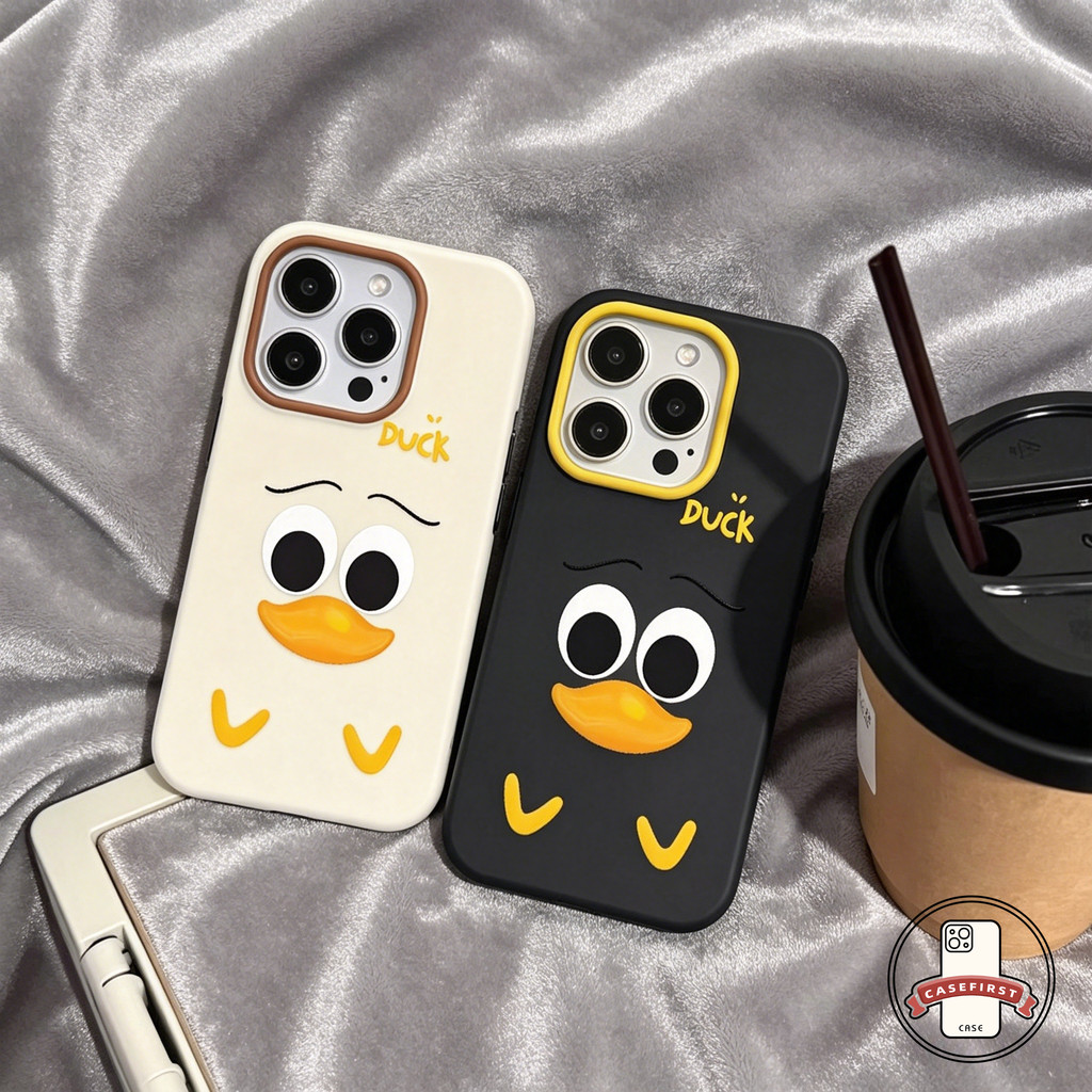 เคสไอโฟน 11 การ์ตูนน่ารักขนาดเล็กเป็ดใหญ่ตาดูเดิล สำหรับ IPhone 17 13 12 11 14 16 15 Pro Max Air X 7 8 16 Plus XR XS
