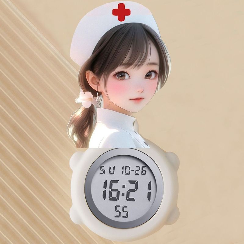 鲲鹏可拉伸护士表电子数字怀表生别针挂表用护理胸表鳄鱼夹Pendant watch, compact, portable, cute hour clock, nurse pocket watch, si