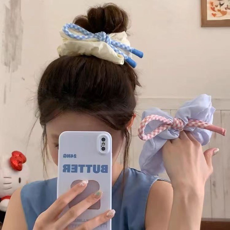 Scrunchie แฟชั่นเกาหลีบุคลิกภาพที่สวยงามอเนกประสงค์ Tie ผม Tie ขนาดใหญ่ลําไส้แหวนผมอุปกรณ์เสริมผม