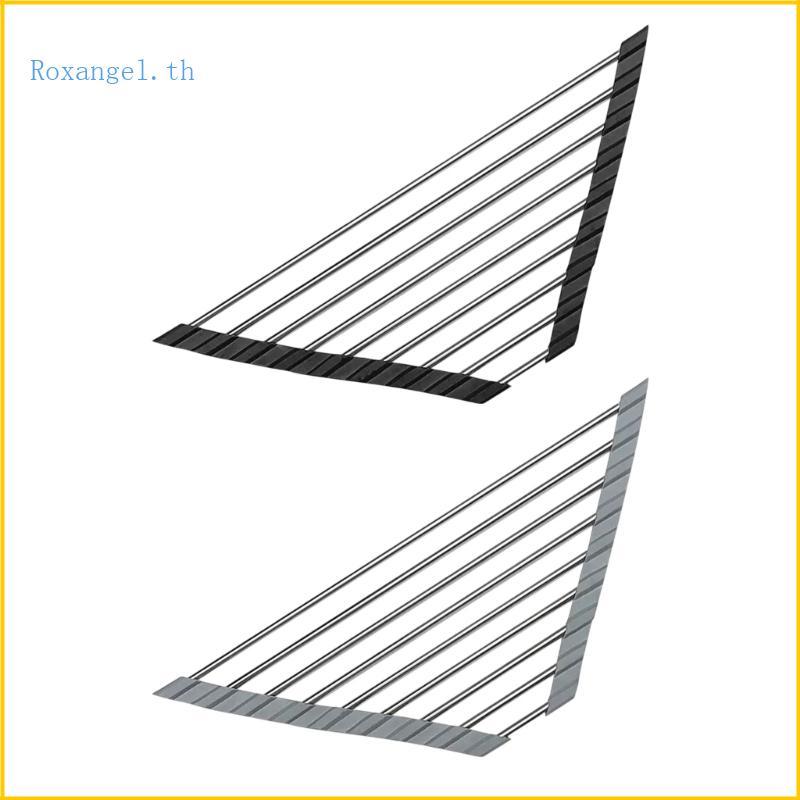 ROX กันสนิมสามเหลี่ยม Sink Organizer มุมจาน Drainer Sink Rack สําหรับจานและฟองน้ําติดตั้งง่ายและทําค