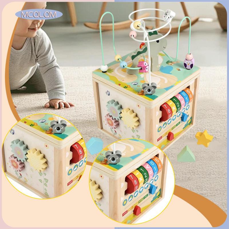 [mcqlqm] กิจกรรมไม้ Cube Shape Matching Blocks เล่นกิจกรรมสําหรับเด็ก Cube พร้อมสไลเดอร์