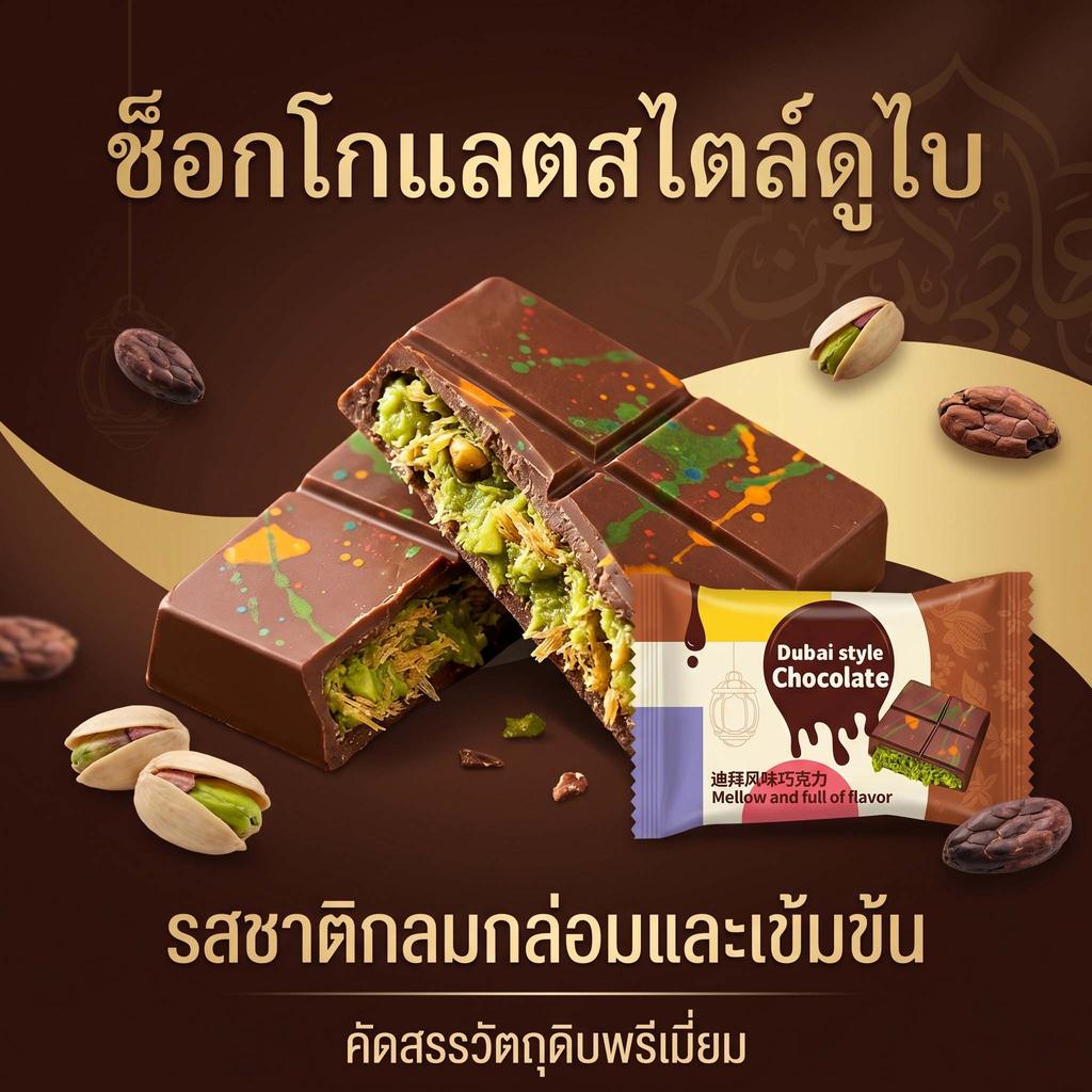 jinlong-กรอบฟิน! ช็อกโกแลตดูไบไส้ทะลัก รสชาติเข้มข้น พรีเมียมสุดๆ ผลิตภัณฑ์คุณภาพสูง รสชาติอร่อยในทุกคำ