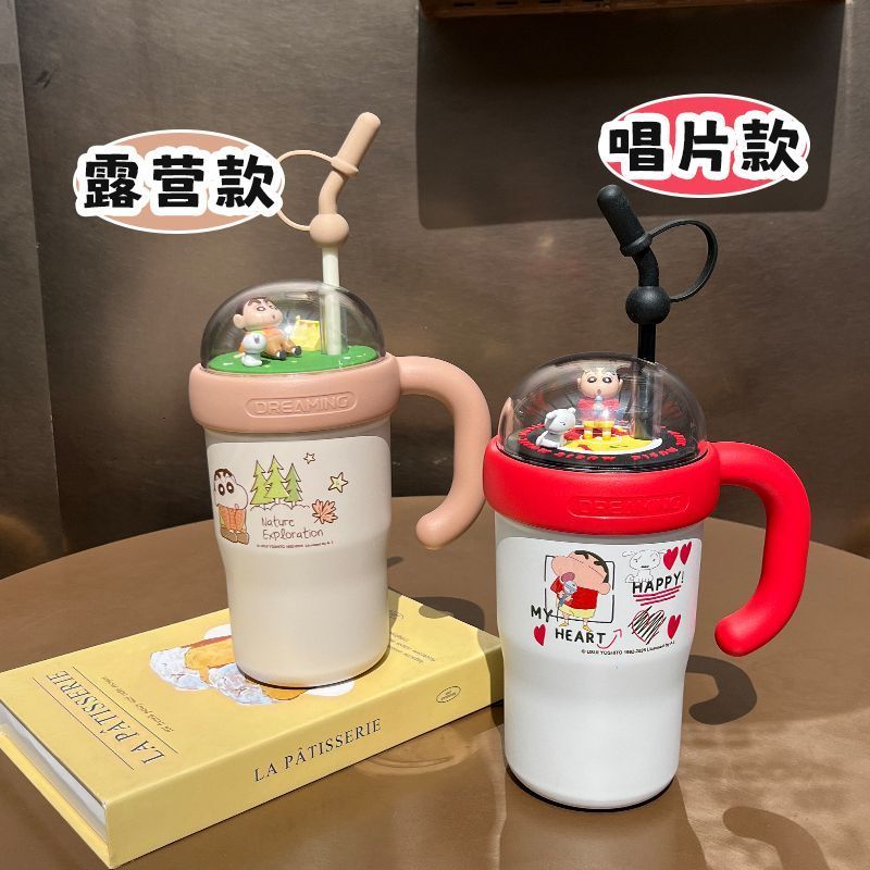 Crayon Shin-Chan Thermos Cup ความจุขนาดใหญ่ 316 สแตนเลสน่ารักมูลค่าสูงฟางถ้วยน้ําหญิง Ice Master Cup
