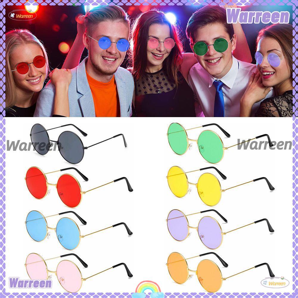 WARREEN แว่นกันแดดโลหะ Retro Hippie Party Circle Glasses