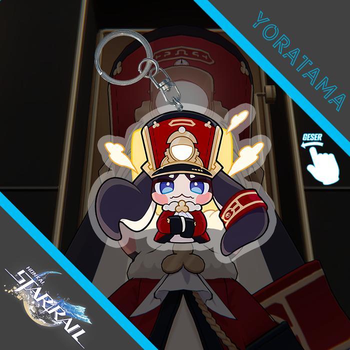 Gantungan Kunci Honkai Star Rail HSR Cyrene Fadeon มีนาคม, พวงกุญแจอนิเมะ Lucu - Pompom Gacha