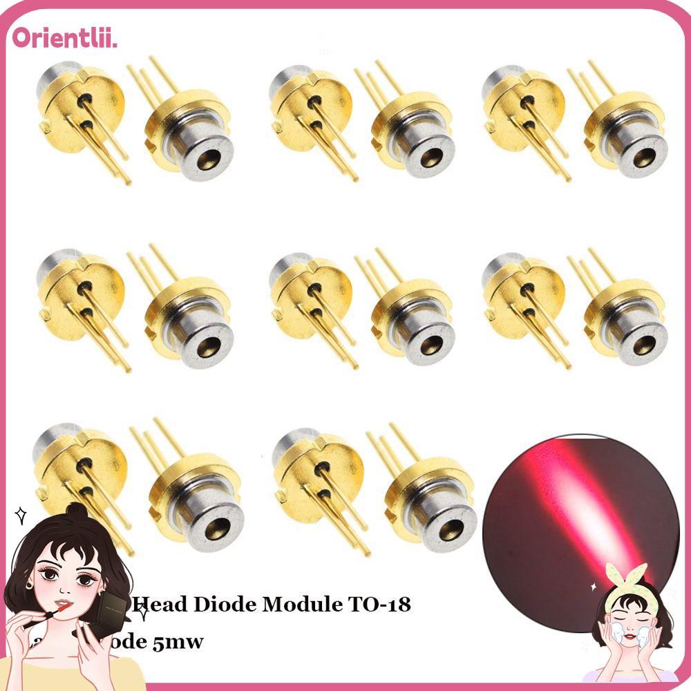 ORIENTTK 1/2/5/10 ชิ้นหัวเลเซอร์สีแดงพลังงานสูง 5MW 650nm 2.2V TO-18 เลเซอร์ไดโอด