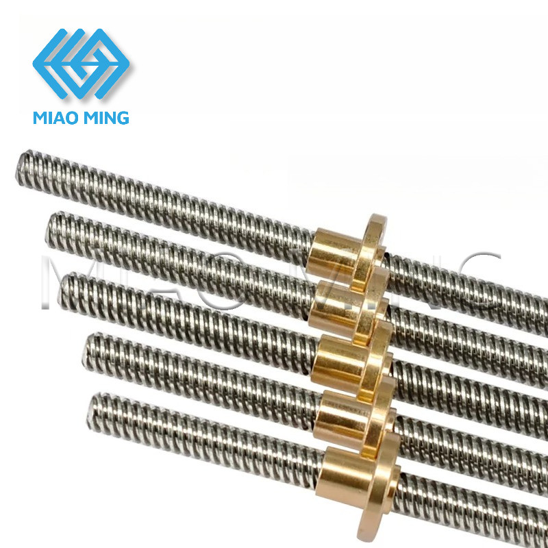 MIAO MING T8 สกรูตะกั่ว 8 มม. เส้นผ่านศูนย์กลาง 2 มม. พร้อมน็อตทองแดงสําหรับเครื่องพิมพ์ 3D