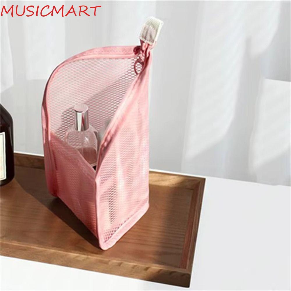 MUSICMART กระเป๋าเครื่องสําอาง PVC, กระเป๋าแป้งแปรงสีฟันกันน้ําความจุขนาดใหญ่, การออกแบบแนวตั้งประหยัดพื้นที่ซิปปิดกรณีความงามแบบพกพาการเดินทางวันหยุด