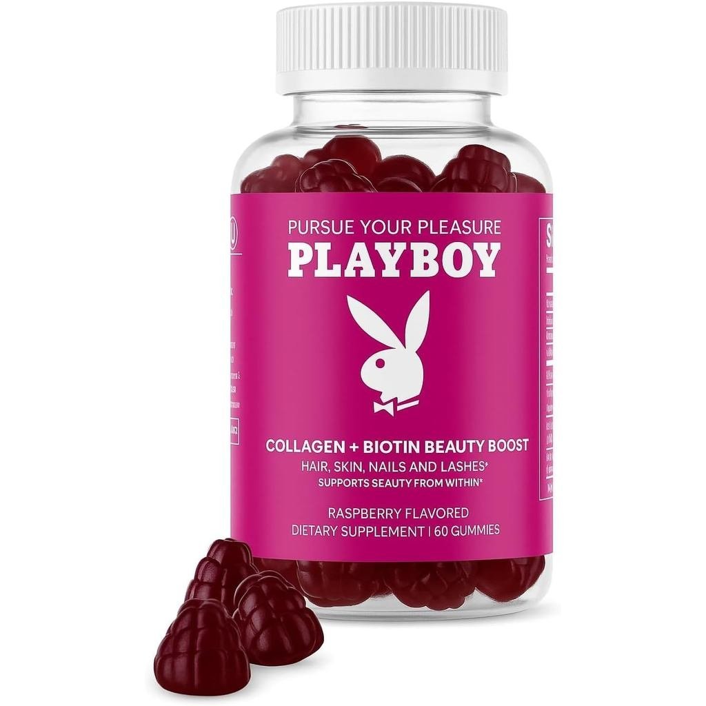 Playboy - คอลลาเจน + Biotin Beauty Boost Gummies สําหรับผม ผิว เล็บ & Lashes (60 Gummies) - อาหารเสร