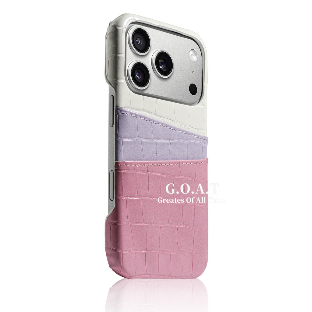 GOAT กระเป๋าการ์ดปิดกั้นสีหนังจระเข้ครึ่งปลอกกระเป๋าเข้ากันได้สําหรับ iPhone 17 16 14 13 15 12 11 pro max iPhone 17 air 16 15 14 plus Anti-Fall ป้องกันปกหลัง