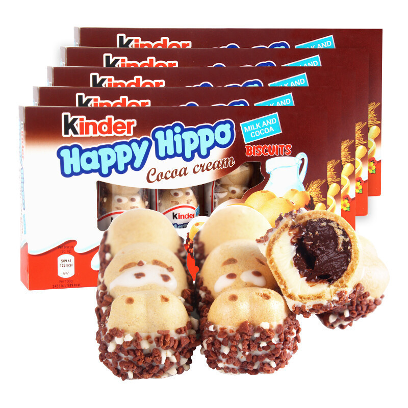 พร้อมสต็อก จัดส่งที่รวดเร็ว Kinder Happy Hippo Chocolate Kinder Milk Hazelnut Sandwich Happy Hippo C