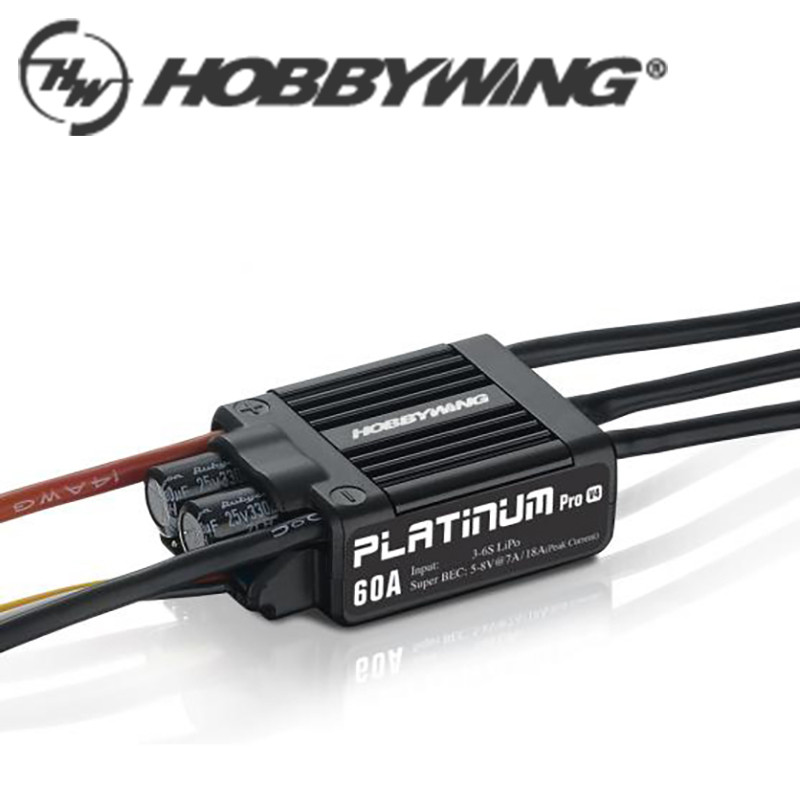 Hobbywing Platinum 60A V4 brushless ESC 3-6S ควบคุมความเร็วอิเล็กทรอนิกส์สําหรับ RC 450 480 เฮลิคอปเตอร์รุ่น RC
