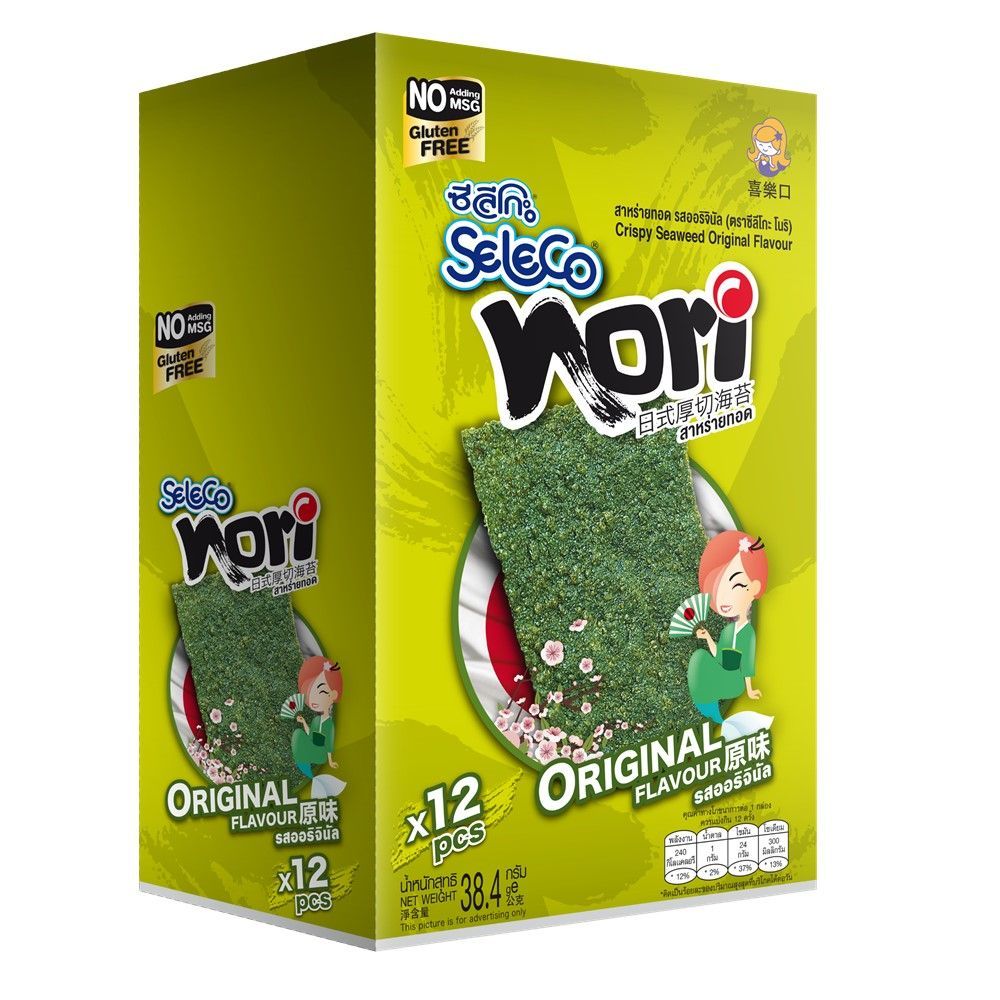 [สินค้าส่งด่วน] ซีลีโกะโนริสาหร่ายทอดออริจินัล 3.20 กX12 SELECO NORI SEAWEED ORIGINAL 3.20 GX12