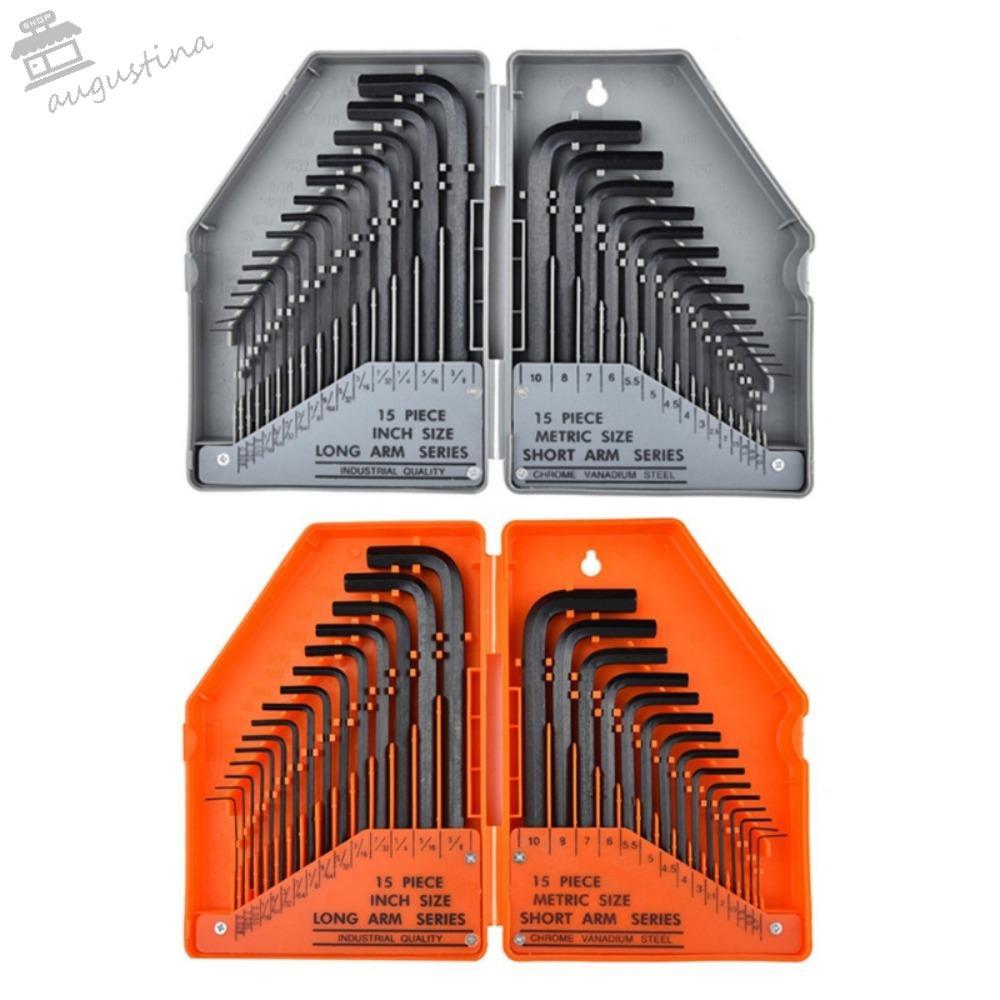 AUGUSTINA Allen Key Hex ชุดเมตริก Imperial สําหรับซ่อมจักรยานแขนแบนหัวมือชุดเครื่องมือซ็อกเก็ตประแจ 