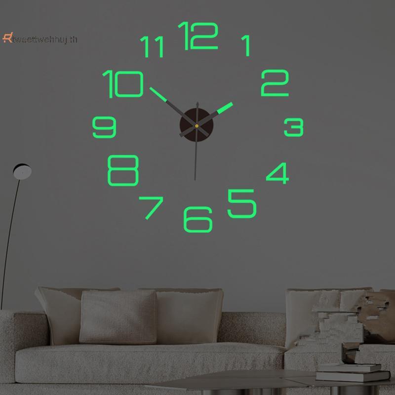 Tw DIY 3D Wall Clo Luminous Frameless Design กระจกพื้นผิว Stier ขนาดใหญ่ Modern Home Office ห้องนั่ง