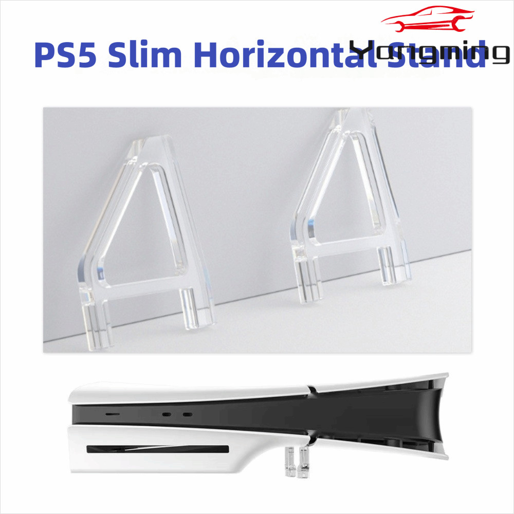 YANGMING PS5 Slim Stand,ลื่นสามเหลี่ยมรูปร่างขาตั้งแนวนอน,อุปกรณ์เสริมสําหรับเล่นเกมคอนโซลโปร่งใสสาก