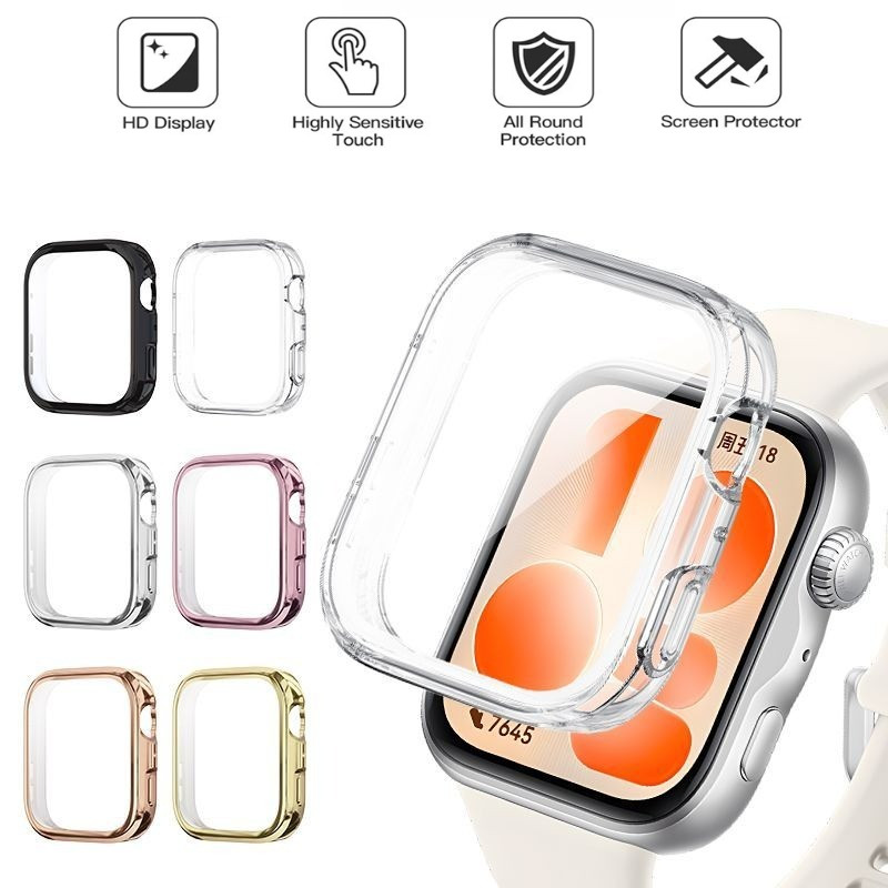 ชุบTPU SoftสําหรับHuaweiนาฬิกาFit 5 Proหน้าจอกันชนสําหรับHuaweiนาฬิกาFit5 Fit5Pro Fit 5 5Pro Soft Case + ฟิล์มสมาร์ทวอท์ชคลุมทั้งหมดกรณี