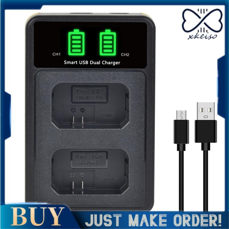 FW50 Battery Dual Charger NP-FW50 LED USB Dual Charger NP-FW50