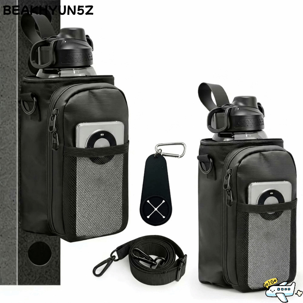 BEAKHYUN5Z Magnetic Water Bottle Bag, with Phone Pockets 5 Neodymium Magnet Crossbody Bags, Mesh Pockets Waterproof Water Bottle Bags for Gym Fitness