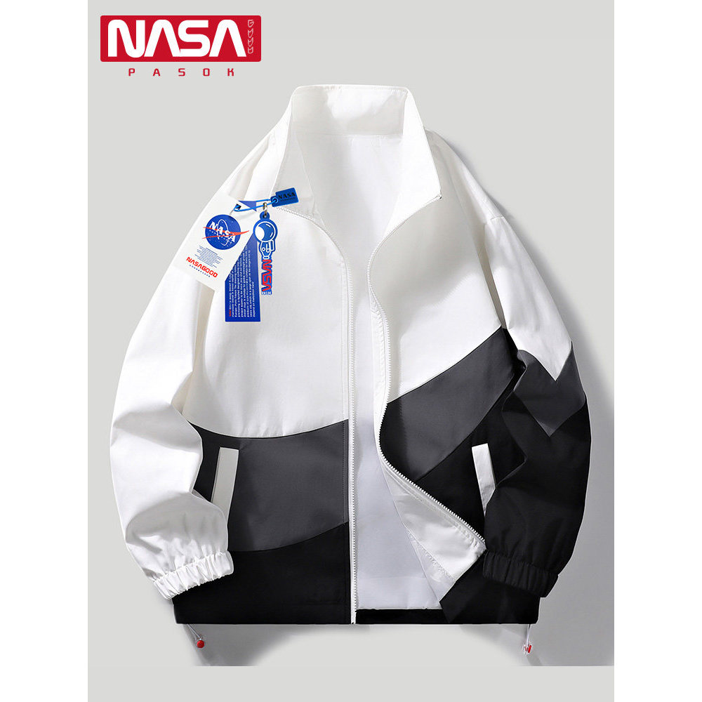 NASA Joint Jacket Men Stand Collar Spring Contrast Color Thin Style Niche Design Loose Korean Casual